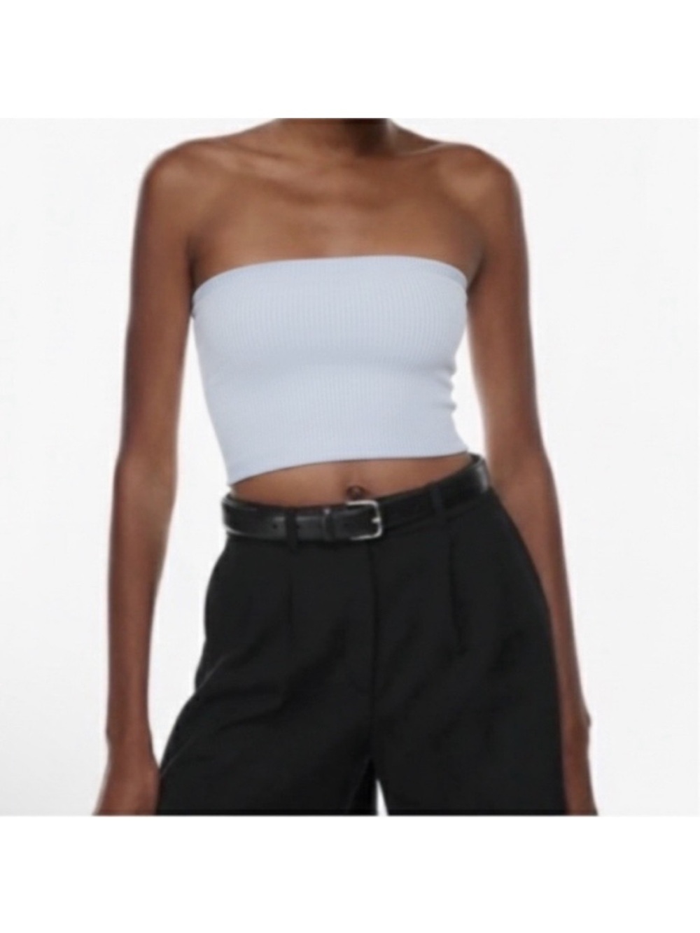 Babaton Sculpt Knit Tube Top Size Small Pale Grey